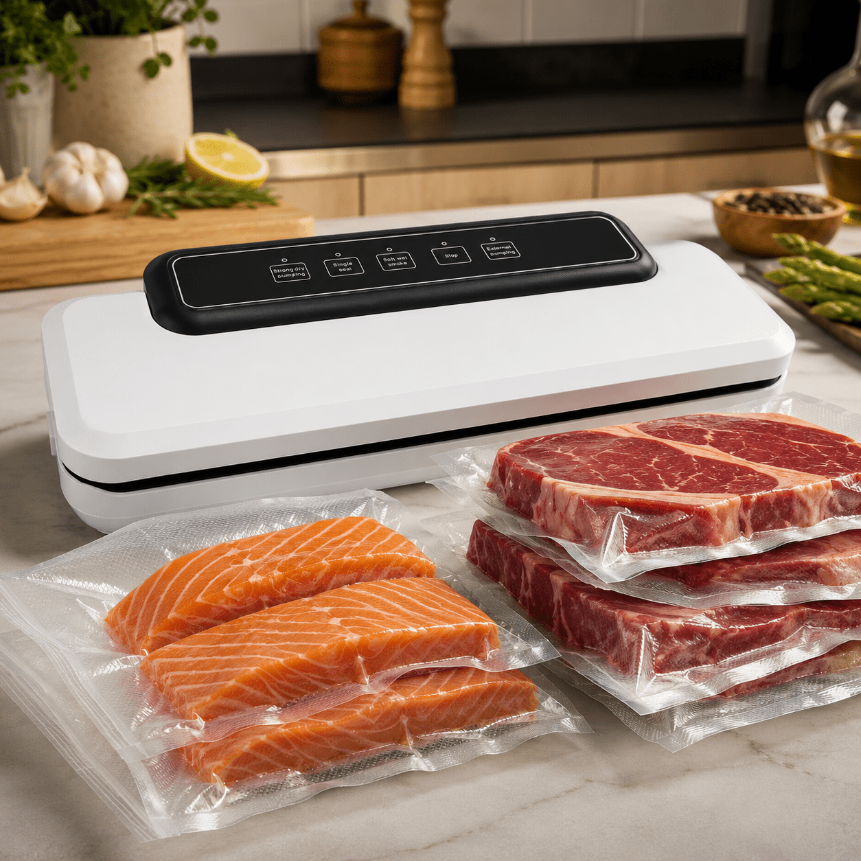 Electric Food Vacuum Sealer Machine with Bags, Automatic Food Preservation Sealing System