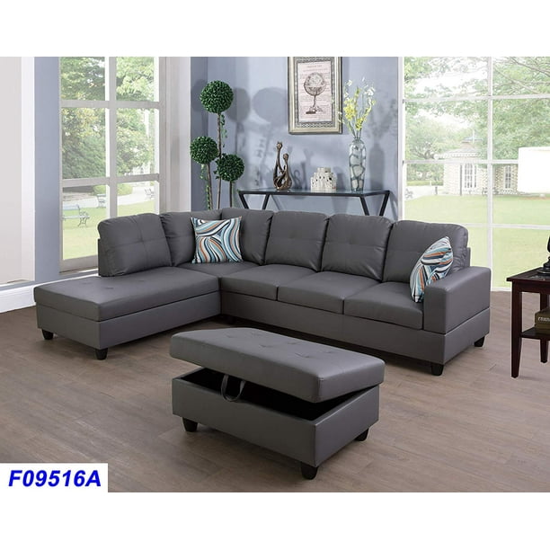 Lifestyle Furniture Left Facing 3PC Sectional Sofa Set,Faux Leather