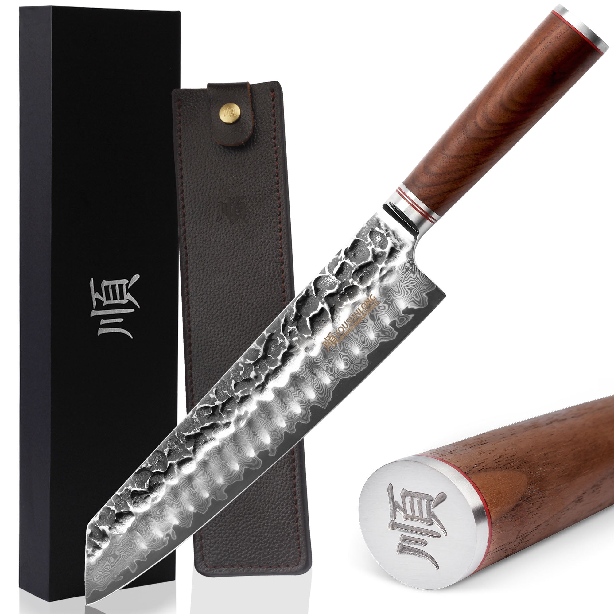 YOUSUNLONG Kiritsuke Chef Knife 10 Inch - Japanese Damascus Hammered ...