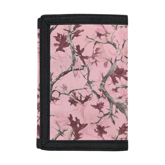 Psesaysky Pink Camouflage Branch Print Dustproof Trifold Card Wallet, Polyester Kids Trifold Wallet Lightweight Children's Wallet for Outdoor Sports Play