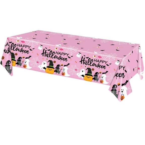 Btomtd 107.87 x 53.93 inch Rectangular Plastic Printed Halloween Table Cloth Disposable Party Tablecloth Themed Table Cloth Decor, Purple
