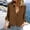 Brown, variant on Womens Blouses Work Long Sleeve Casual Solid Fall Elastic Cuffs Dressy Button Up Collared Green Tops 2XL