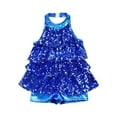 thumbnail image 3 of Linjinx Girls Shiny Sequins Ballet Unitard Latin Jazz Dance Dress Ballroom Romper Dress Royal Blue 4, 3 of 8