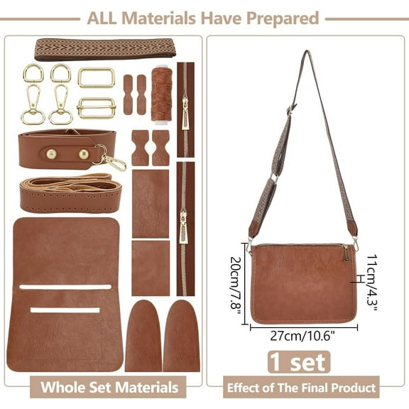 DIY PU Leather Crossbody Bag Making Kit Imitation Leather Shoulder Bag Making Materials for Purse Making Handmade Women‘s Handbag Sewing Accessories for Christmas Valentine's Day Chocolate