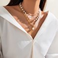 thumbnail image 3 of Exquisito collar Vintage de perlas barrocas en capas con hebilla OT, cadena de bolas con cuentas apiladas, cadena de perlas con clip, 3 of 5