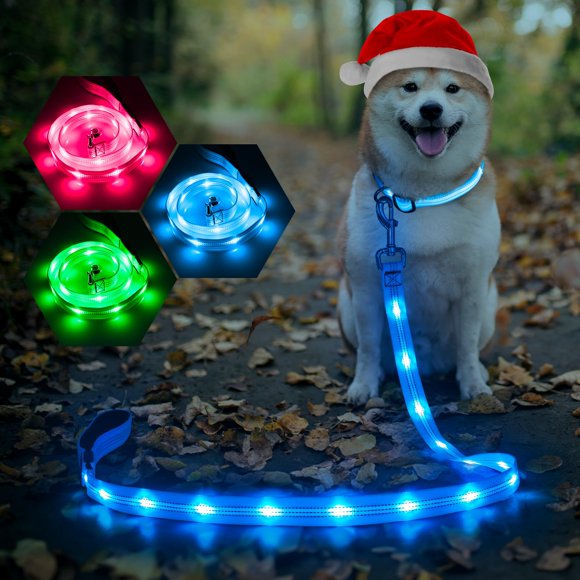 Correa LED para perro Weesiber con luz brillante, recargable por USB