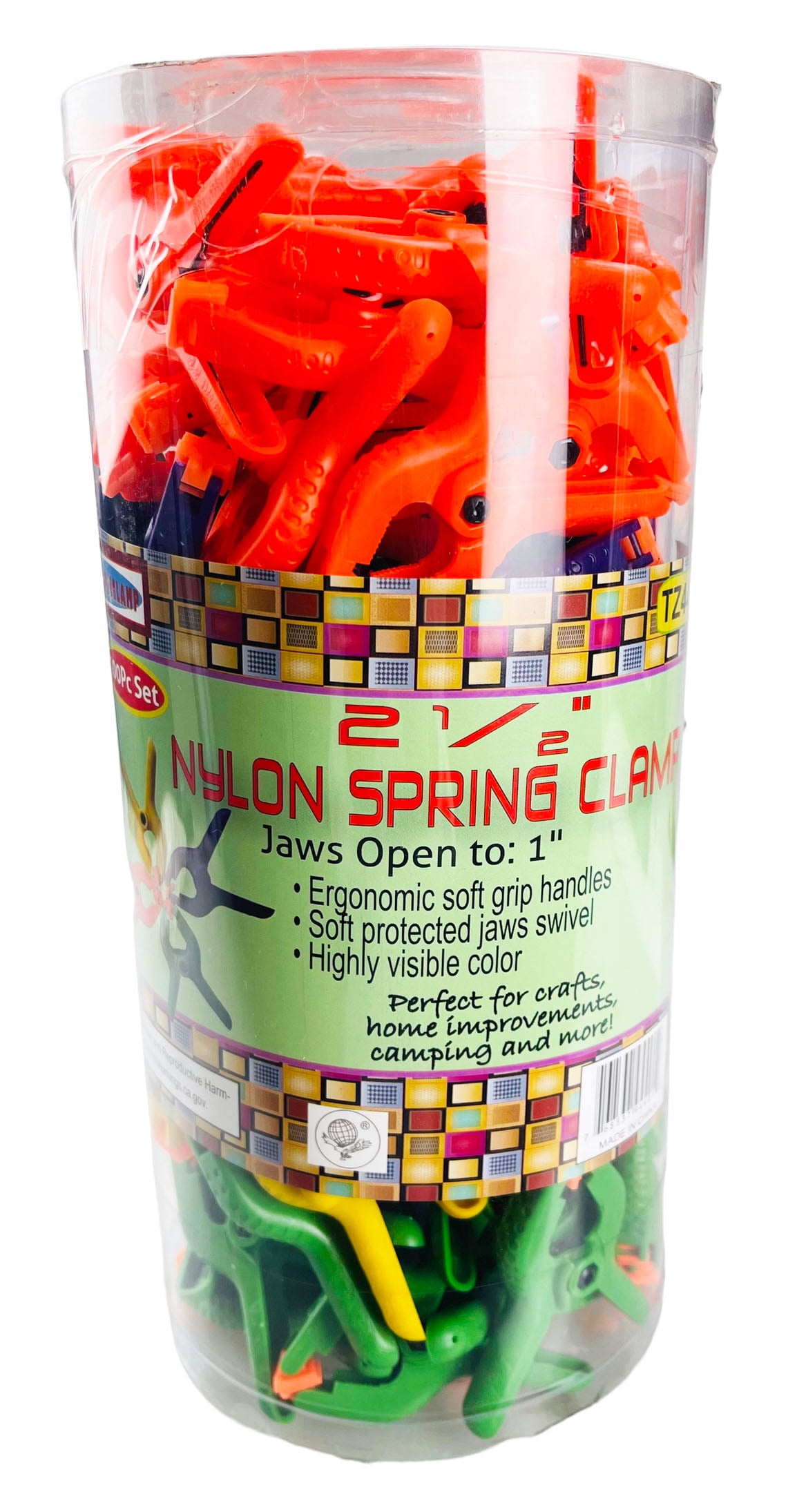 GRIPPICLAMP 100-Piece Multi-Colored Spring Clamps | 2.5" with Pivoting Jaws | Versatile & Durable