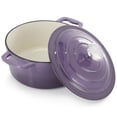 thumbnail image 3 of MegaChef 2.7 Quart Round Enameled Cast Iron Casserole in Gradient Purple, 3 of 7