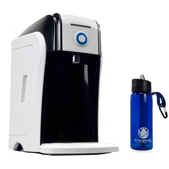 BlueSpring: Sistema de ultrafiltración con Ultra Membrana y Agua Alcalina BlueSpring de 4 etapas. Con una botella de agua con filtro incluida.