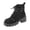 Black, variant on Viluyesy Womens Ankle Combat Boots Round Toe Chunky Lug Platform Sole Matte Faux Suede Lace Up Buckle Straps Gothic Punk Street Boots Black Size 9.5
