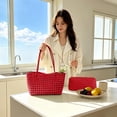 thumbnail image 6 of WEXOPE Hollow Woven Women Shoulder Tote Bag, Durable Handmade Handbag with Inner Pouch, Spacious Underarm Purse Suitable for Daily Commute, Beach and Travel,Red, 6 of 6