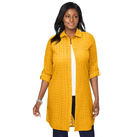 Jessica London Women's Plus Size Eyelet Mega Tunic