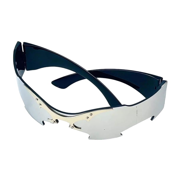 Gafas de sol sin montura, gafas de sol cyberpunk para rave, Halloween, adultos, calle, playa Plata