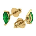 thumbnail image 2 of 14K Solid Gold Screw Back Stud Earrings for Women | 1 cttw Marquise Cut Simulated Emerald | Yellow Gold, 2 of 5