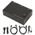 thumbnail image 1 of Interface Multimédia HD Switch, 4W Plug And Play 2 Ports KVM Switch Double Moniteur Haute Compatibilité pour PC, 1 of 8