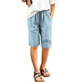 thumbnail image 3 of Toddler Kids Girls Casual Bermuda Shorts Drawstring Elastic Waistband Beach Shorts 3-13 Years, 3 of 3