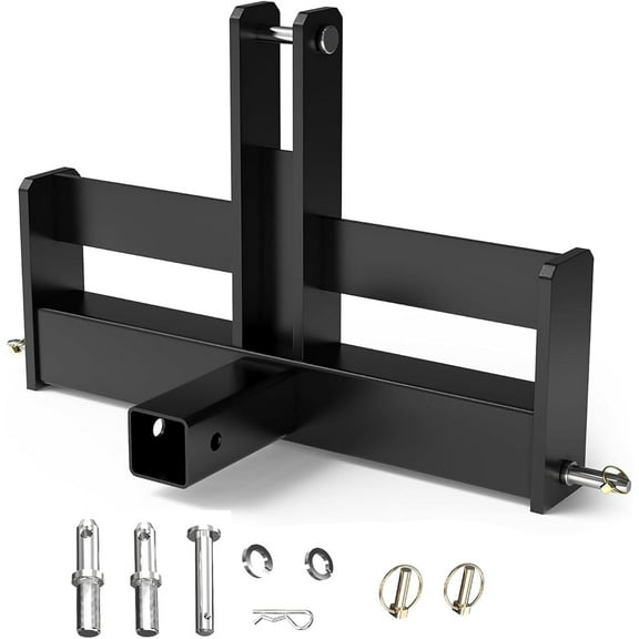M optimized 3 Point Trailer Hitch for Category 1, 3 Pt Tractor Quick Hitch Drawbar Adapter Attachments with Suitcase Weight Brackets, 2" Receiver