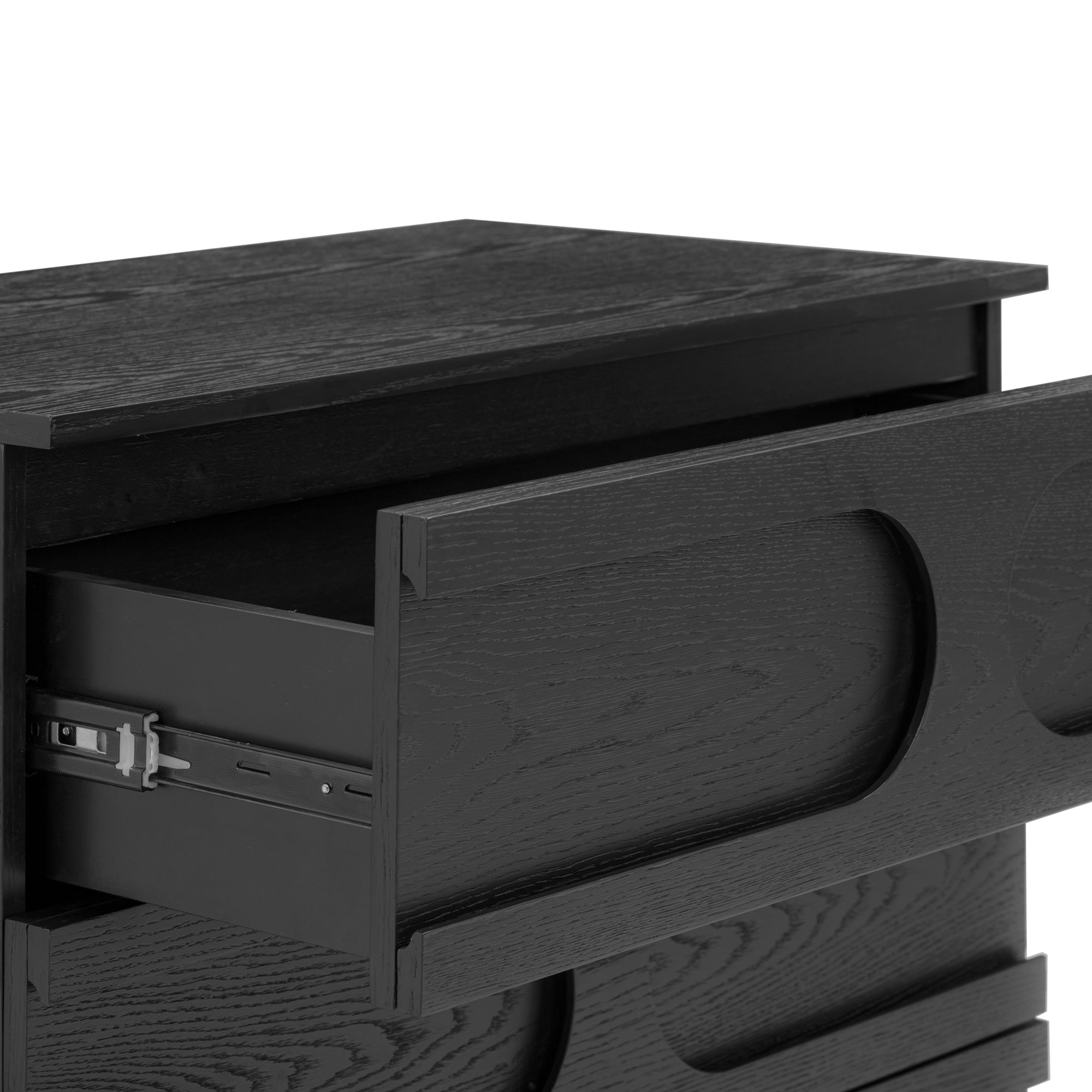 Nathan James Iris 3 Drawer Dresser, Mid-Century Modern Solid Wood Dresser for Bedroom, Black Oak