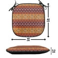 thumbnail image 4 of Tribal Chair Seating Cushion Set of 12, Maya Inspired Horizontal Esoteric Latin Inspired Geometric Pattern Print, Seat Pads for Office with Anti-slip Backing, 16"x16", Ruby Apricot, by Ambesonne, 4 of 7