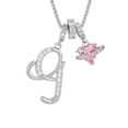 thumbnail image 1 of Collar con colgante de letra y corazón de rosa de colores, joyería de aniversario., 1 of 5