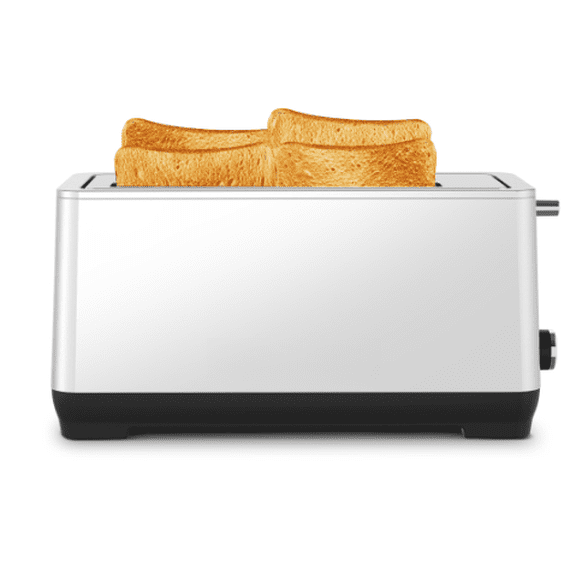 Silver 4-Slice Extra Wide Toaster - 1350W Stainless Steel Warming Rack Crumb Tray, 6 Browning & Bagel/Defrost/Reheat Functions