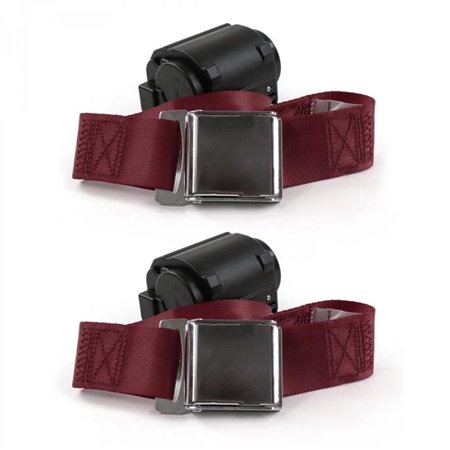 safeTboy Burgandy Retractable Bucket Seat Belt Kit for 1933-1934 Early Cars Airplane 2 Point - 2 Belts