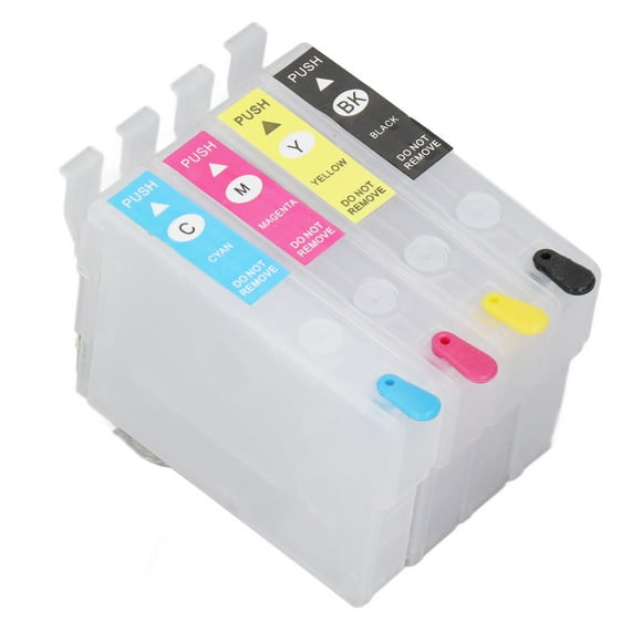 Ink Cartridge, 4 Colors PP Shell No Leakage Fillable Ink Box with Permanent Chip for Photo Document Printing T1811 T1812 T1813 T1814