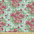 thumbnail image 2 of Floral Fabric by the Yard Upholstery, Blooming Flowers and Leaves Vintage Garden Art, Decorative Fabric for DIY and Home Accents, Blue Pink by Ambesonne, 2 of 5