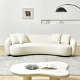 thumbnail image 2 of GVQ Mid-Century Curved Sofa, White Teddy Fabric, 101", 4 Pillows, All-Ages, 2 of 8
