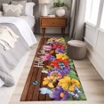 thumbnail image 5 of Spring Flowers 2'x6' Runner Rug, Watercolor Farmhouse Colorful Wooden Grain Washable Non-Slip Area Rugs for Hallway Kitchen Floor Bedroom Entryway, StainResistant Laundry Carpet Decoration Indoor Mat, 5 of 9