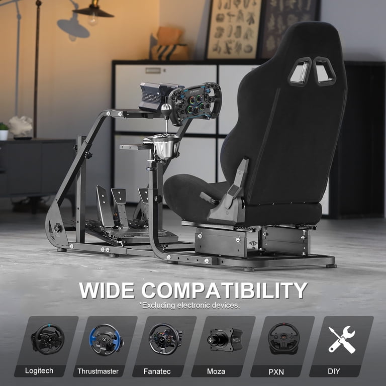 Marada Racing Flight Sim Cockpit Stand – Heavy-Duty Alloy Steel Frame Fits Logitech G29/G920 For PC, Xbox, PlayStation