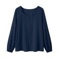 thumbnail image 5 of cocolona Womens Crew Neck Pullover Linen Tops Loose Casual Long Sleeve Shirts Solid Color Breathable Blouses, 5 of 7