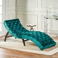 thumbnail image 3 of Elegant Teal Velvet Tufted Chaise Lounge Chair for Living Room & Bedroom - 72" Ergonomic Design with Birch Wood Legs, Luxury Relaxation Nook, 3 of 10