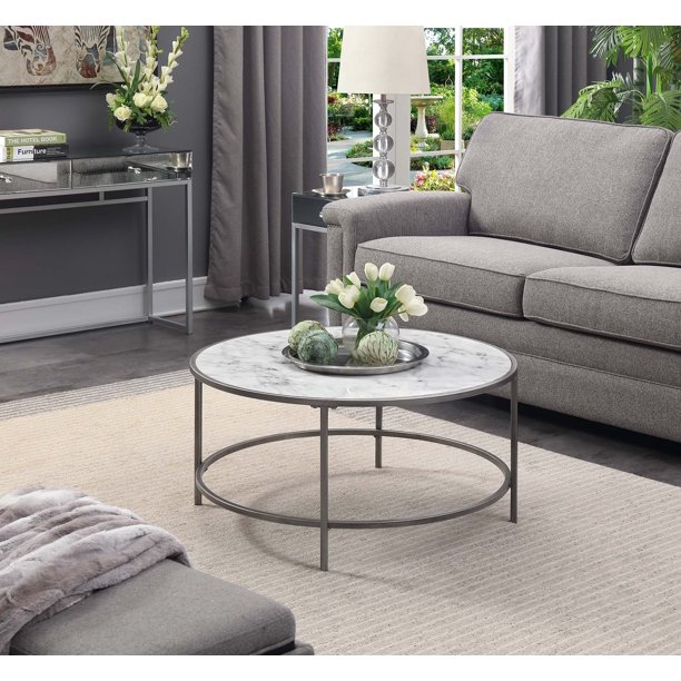 Convenience Concepts Gold Coast Faux Marble Round Coffee Table