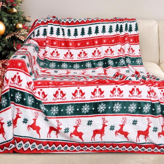 GOGREEN Cozy Blanket Printed Blanket Twin Christmas Blanket - 300 GSM Fleece Blanket Twin Size Blanket for Home Decoration, Ultra Soft Blanket Microfiber Twin Blanket (Twin - 60" x 80")