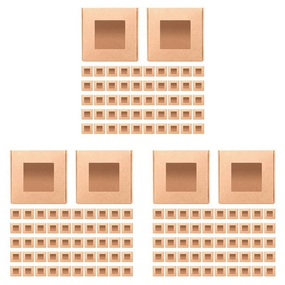 NEW 150 Pieces Mini Kraft Paper Box with Window Present Packaging Treat for Homemade Soap Bakery Candy (Brown)