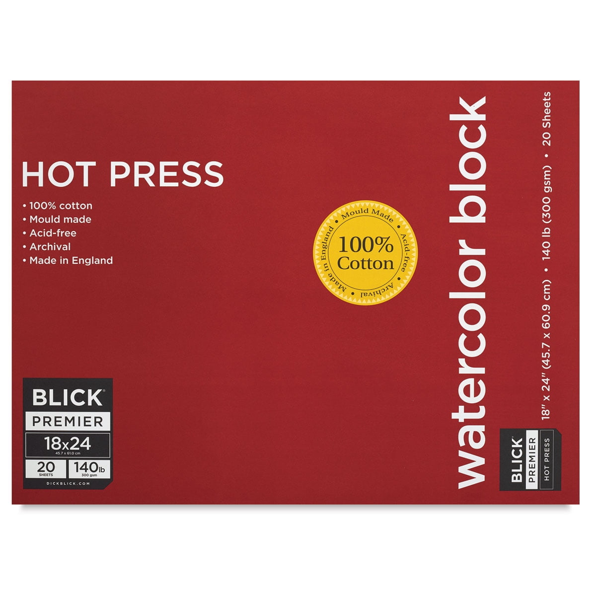 Blick Premier Watercolor Block - 18" x 24", Hot Press, 140 lb, 20 Sheets