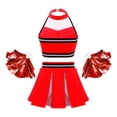 thumbnail image 2 of LiiYii Costumes de Cheerleading pour Filles, Crop Top avec Jupe Pom Pom Uniforme Lycée Rouge D 16, 2 of 5