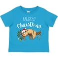 thumbnail image 3 of Inktastic Merry Christmas Cute Sloth with Santa Hat and Lights Boys or Girls Toddler T-Shirt, 3 of 5