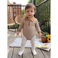 thumbnail image 2 of RUINIXCW Baby Boy Fall Romper Stripe Print Buttons Turn Down Collar Long Sleeve Infant Bodysuits Jumpsuits, 2 of 9