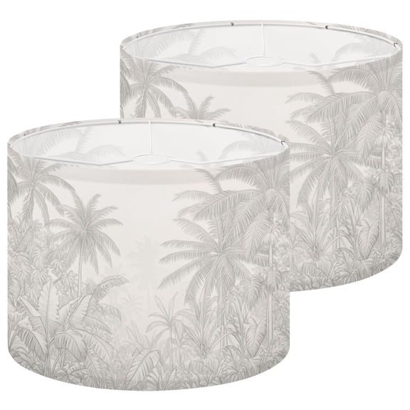 Lampshades 2 Pack Detailed Monochrome Tropical Jungle Palm Banana Trees 13"x13"x10" Light Shade for Table Lamps Floor Lamp Shades Medium Linen Lampshade Replacement Easy Assembly