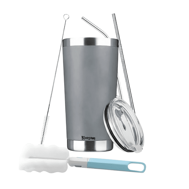 Vaso Térmico Bloosom Portátil De Acero Inoxidable 20oz Con Calor/frí Gris Obscuro