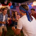 thumbnail image 4 of USA 250th Anniversary Patriotic Headband for Men Women, 1776-2026 U.S. Flag Wide Sweatband, Red White Blue Stars and Stripes Crisscross Hair Accessory for Running, Yoga, 4th of July Parades, Lazyguy, 4 of 8