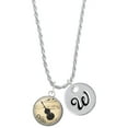 thumbnail image 1 of Delight Jewelry Silvertone Domed Music - Cello Silvertone Script Initial Disc - W - Charm Necklace, 20"+3", 1 of 4
