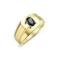 thumbnail image 4 of RYLOS Men's Rings 14K Yellow Gold Ring Classic Solitaire 7X5MM Oval Shape Gemstone Designer Band Onyx October Birthstone Rings For Men Size 12, 4 of 5