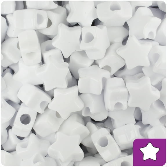 BeadTin White Opaque 13mm Star Pony Beads (250pcs)