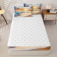 thumbnail image 4 of Manfei Golden Sunset Zipper Full Size Comforter Sets with Fitted Sheet and 2 Pillowcases,Ocean Beach Themed Zipper Bedding Set,Reversible,4pcs, 4 of 8