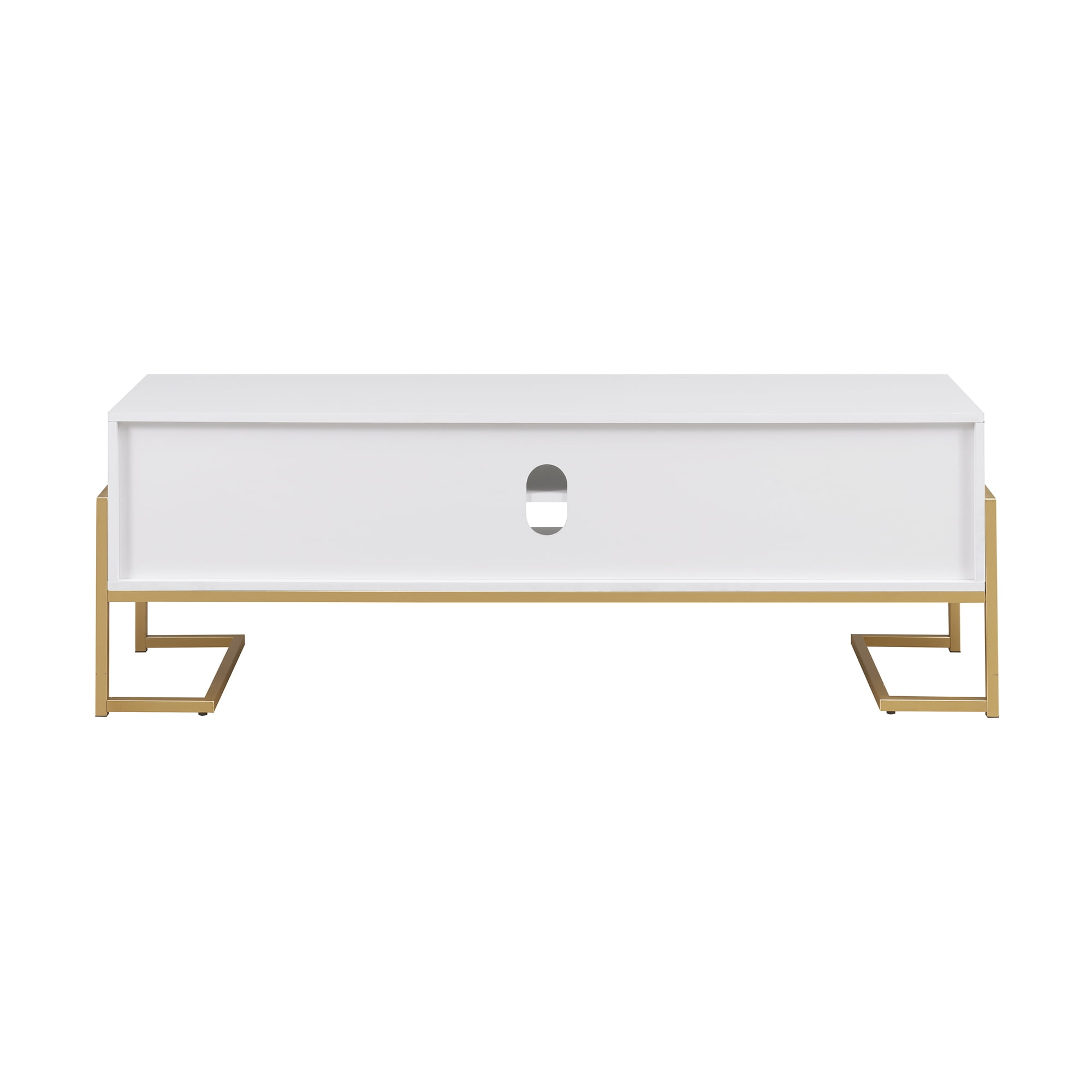 Walker Edison Modern 60" 2-Drawer Media Console, Solid White