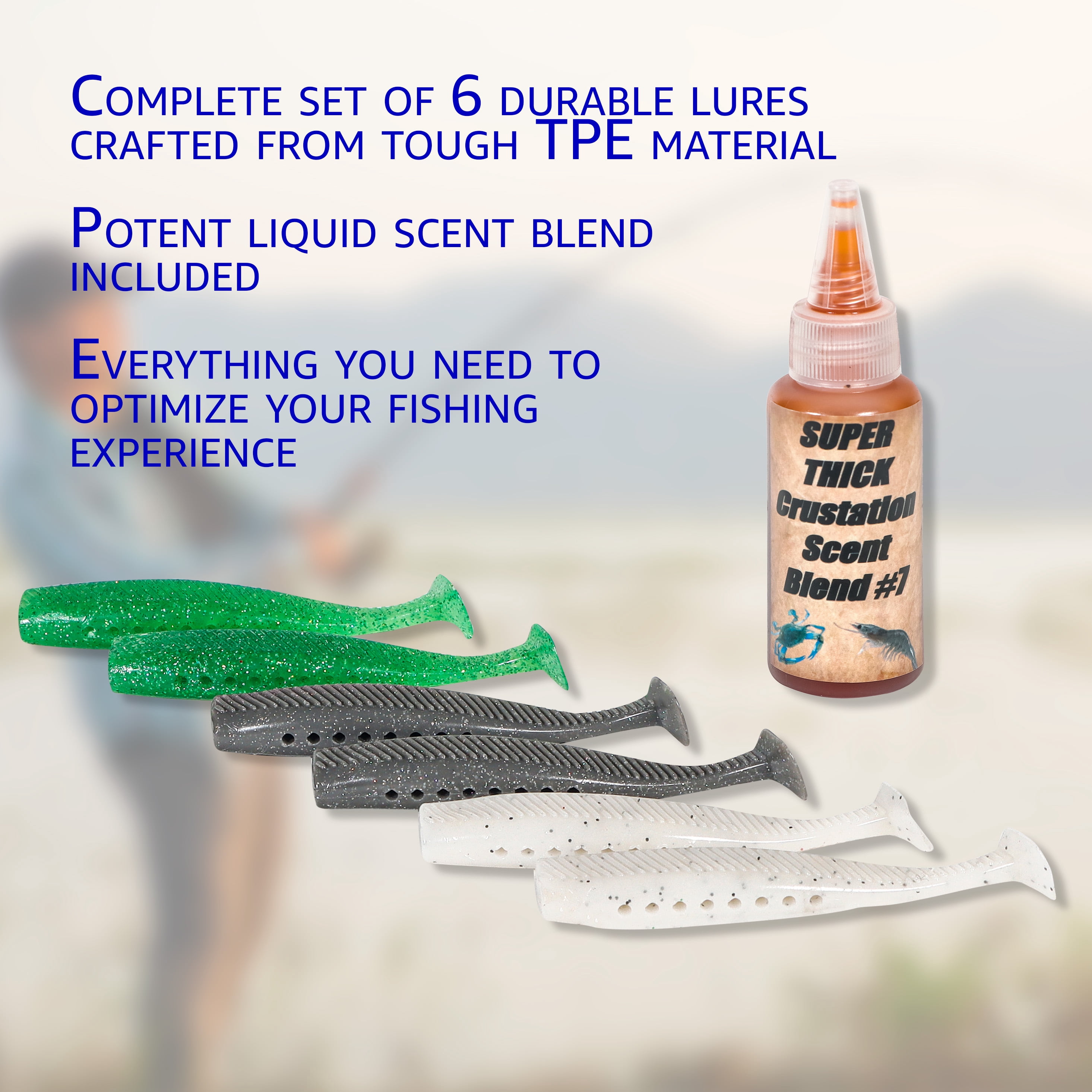 Saltwater Paddle Tail Swim Baits with Crustacean Scent Pockets - Red Drum Bait, Flounder Lures, Swimbait With Fishing Liquid Bait Attractant