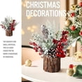 thumbnail image 3 of Mini Arbre de Noël en Pot Décoration de Table avec Pommes de Pin Rouges, 3 of 6
